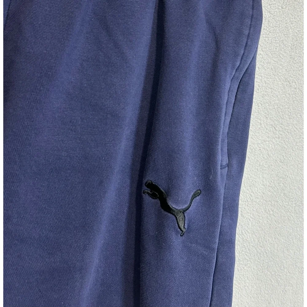 Puma Sweatpants Mens XL Navy Blue Fleece Zipper Pockets Drawstring Activewear
